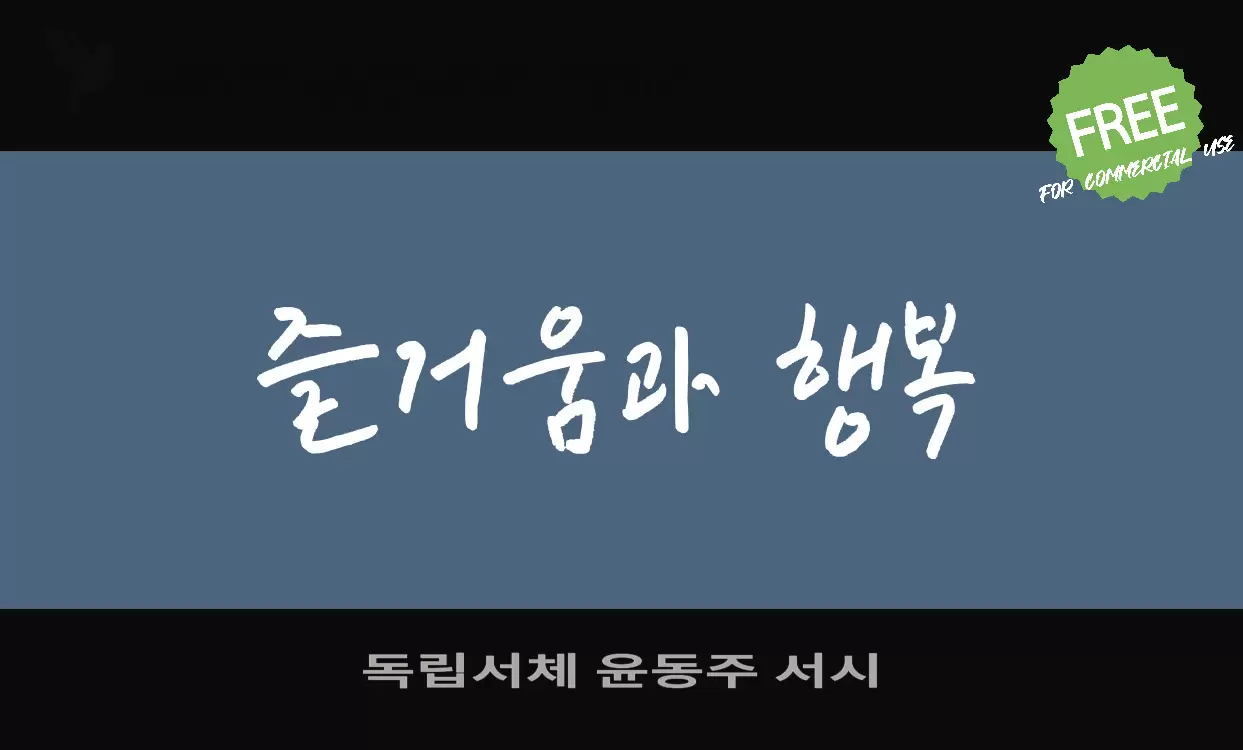 Sample of 독립서체-윤동주-서시