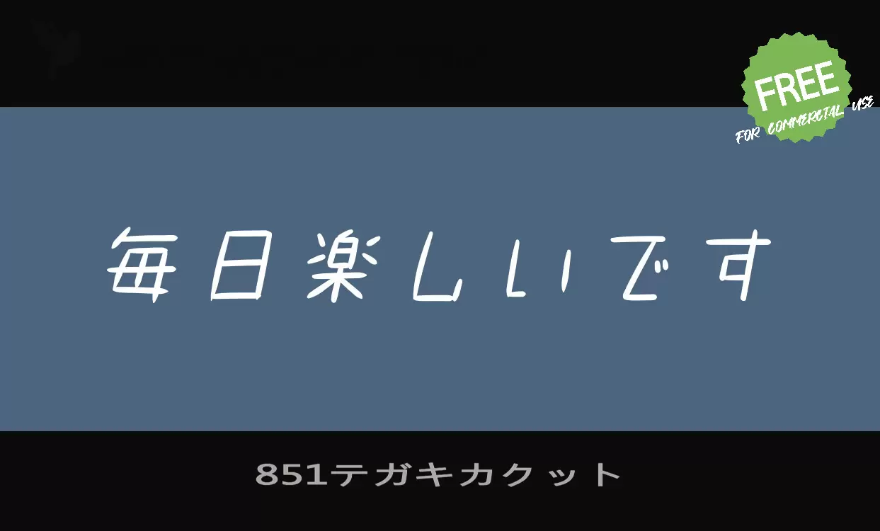 「851テガキカクット」字体效果图